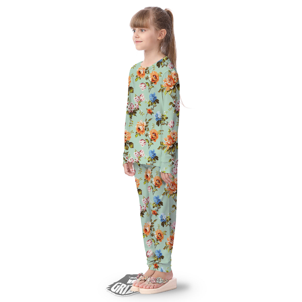 Floral Rose Flower Vintage Print Pattern Kid's Pajamas-grizzshop