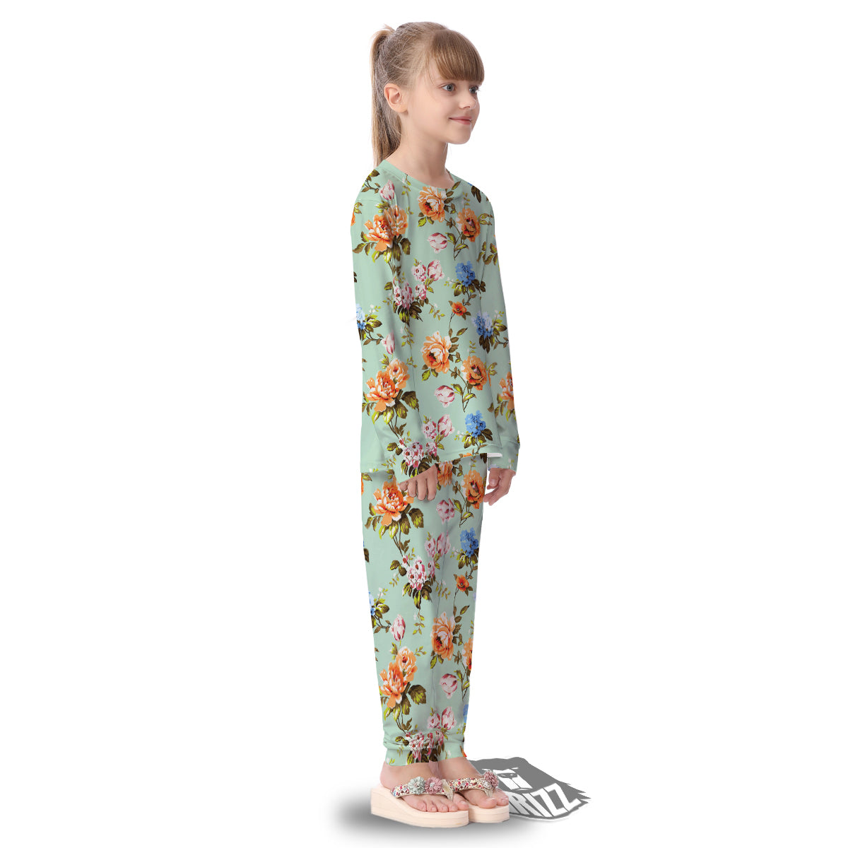 Floral Rose Flower Vintage Print Pattern Kid's Pajamas-grizzshop