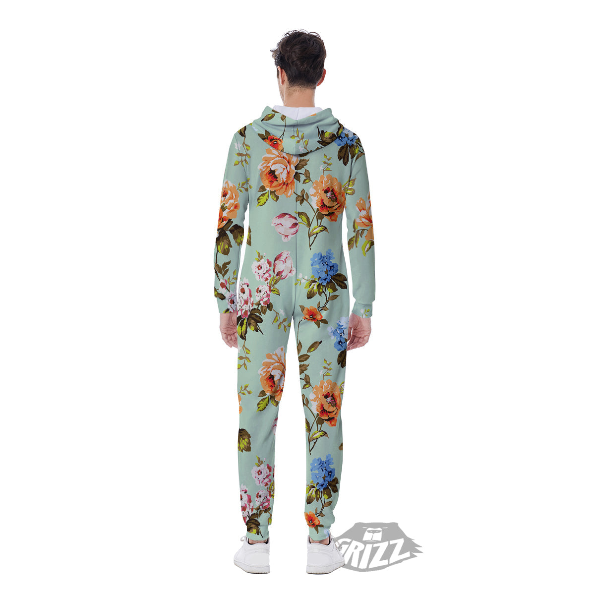 Floral Rose Flower Vintage Print Pattern Men's Jumpsuit-grizzshop