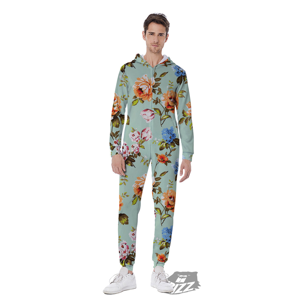 Floral Rose Flower Vintage Print Pattern Men's Jumpsuit-grizzshop
