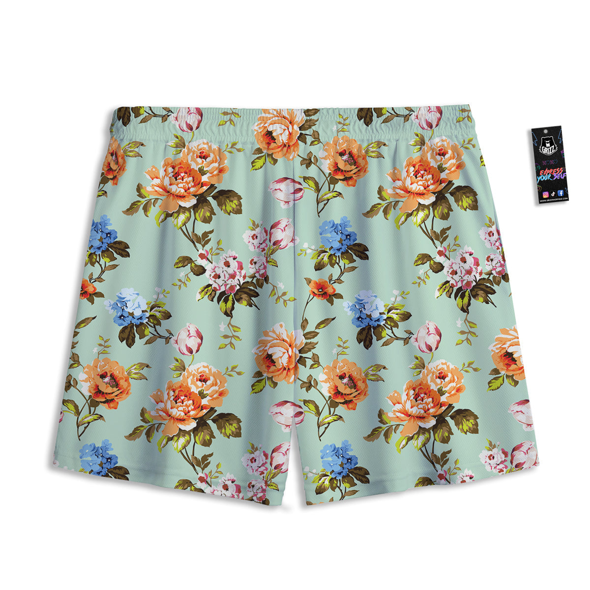 Floral Rose Flower Vintage Print Pattern Mesh Shorts