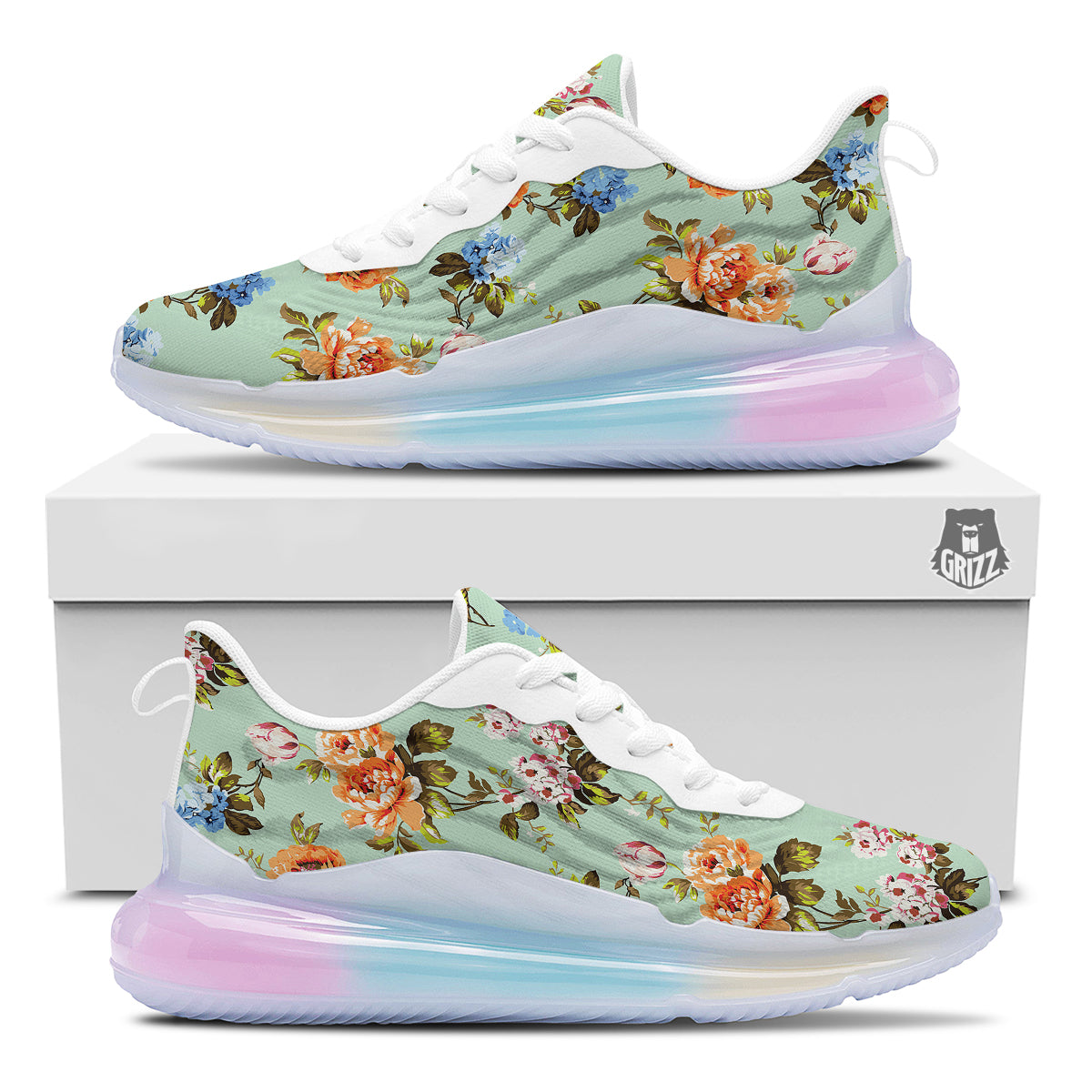 Floral Rose Flower Vintage Print Pattern Running Sneakers-grizzshop