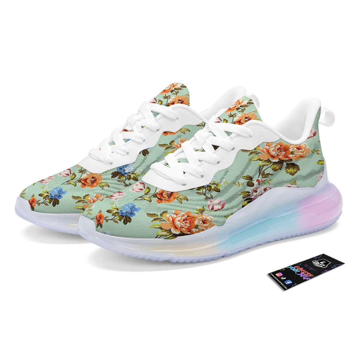Floral Rose Flower Vintage Print Pattern Running Sneakers-grizzshop