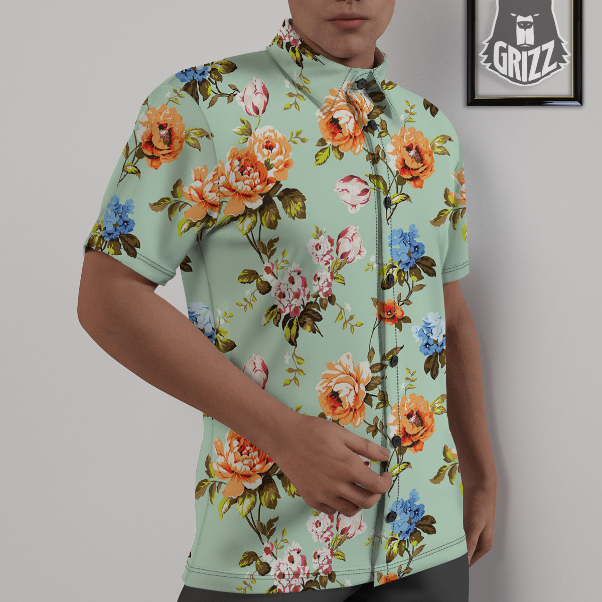 Floral Rose Flower Vintage Print Pattern Untucked Shirts-grizzshop