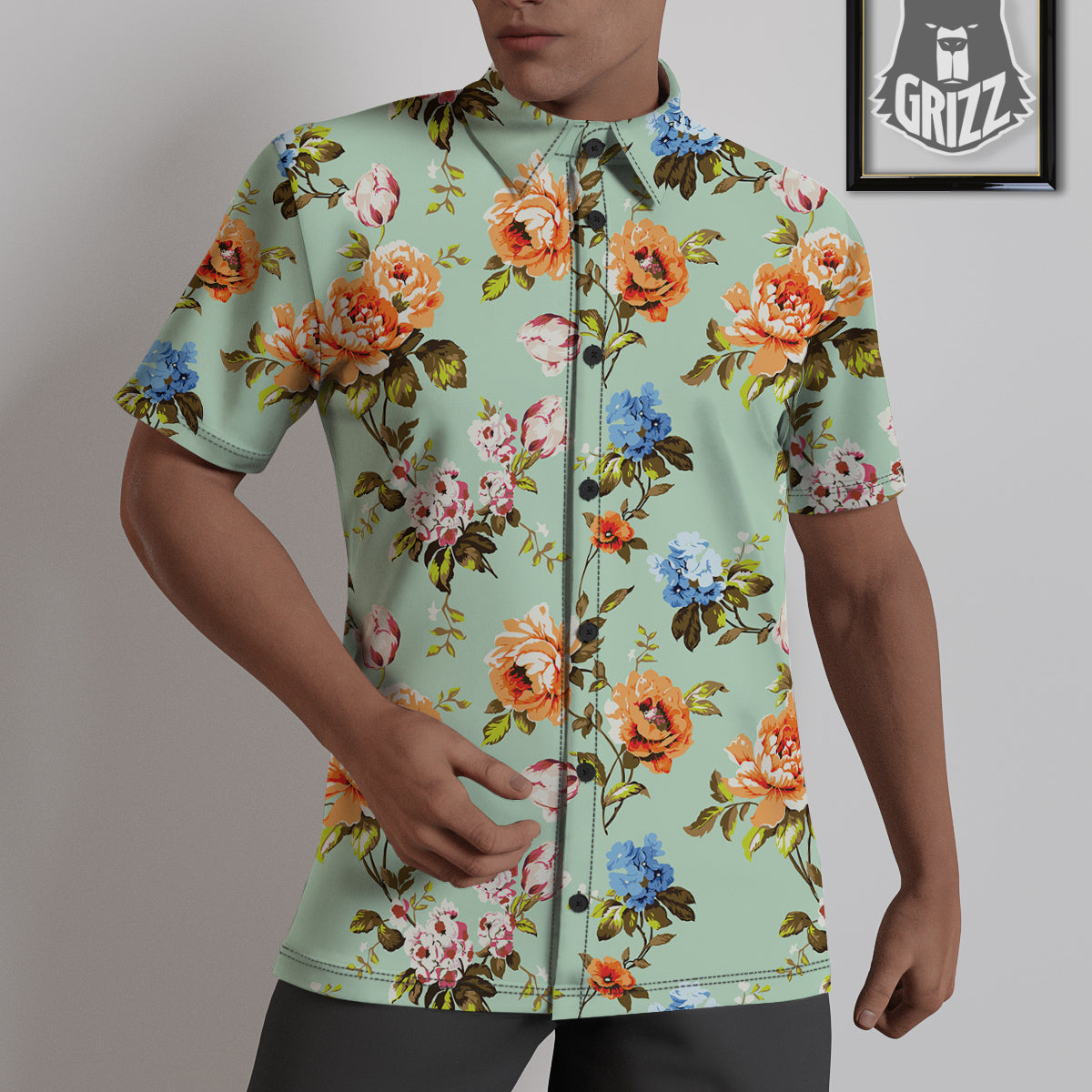Floral Rose Flower Vintage Print Pattern Untucked Shirts-grizzshop