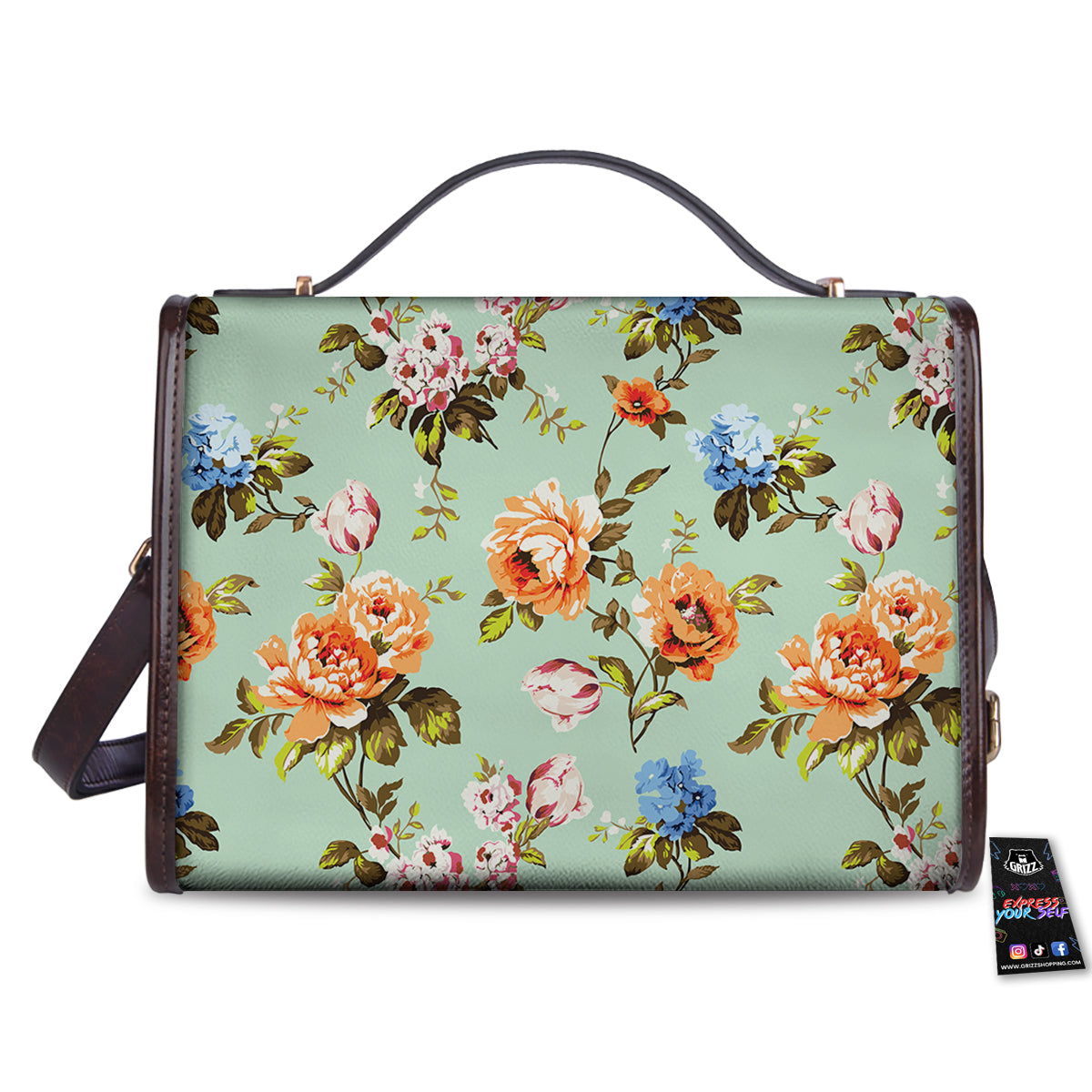 Floral Rose Flower Vintage Print Pattern Women's Satchel Bag-grizzshop