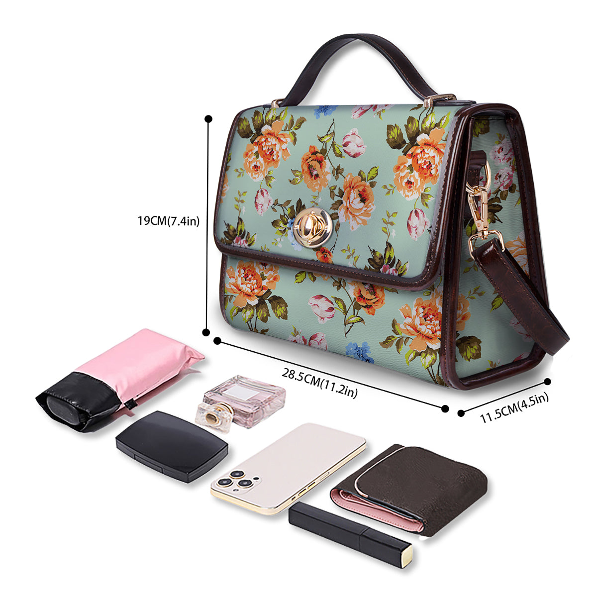 Floral Rose Flower Vintage Print Pattern Women's Satchel Bag-grizzshop