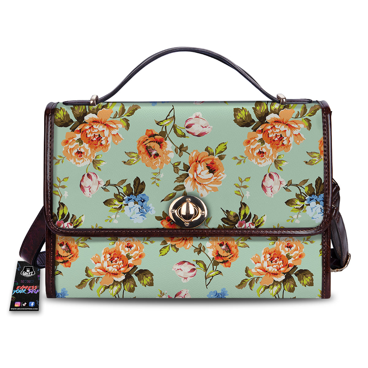 Floral Rose Flower Vintage Print Pattern Women's Satchel Bag-grizzshop