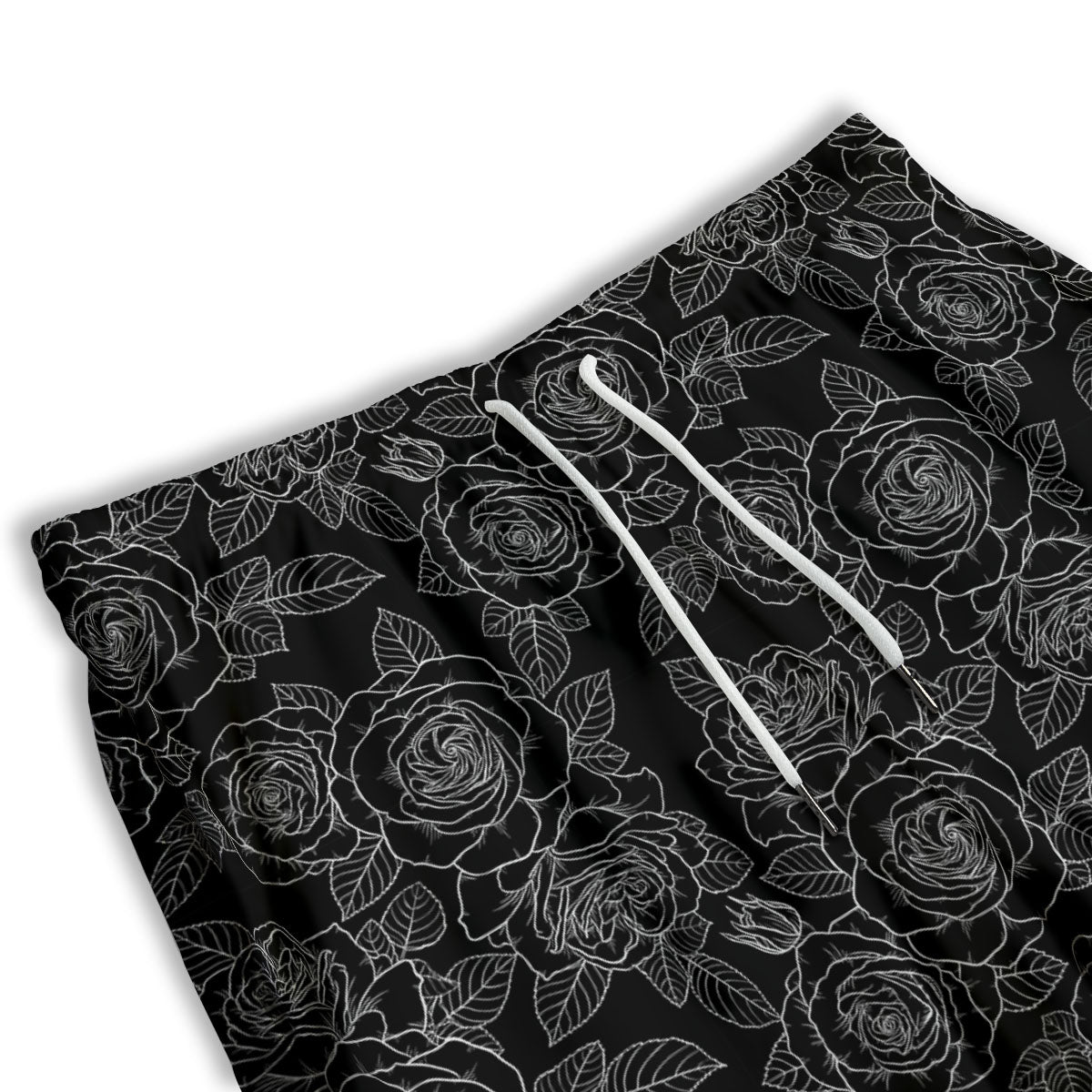 Floral Rose Monochrome Print Pattern Men's Athletic Shorts