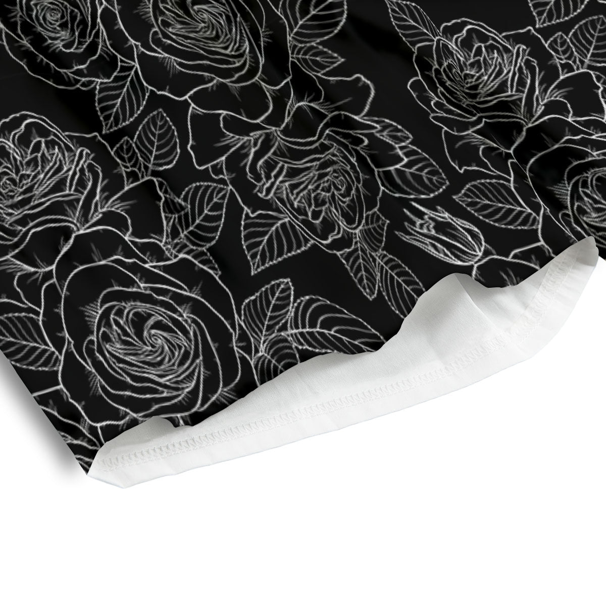 Floral Rose Monochrome Print Pattern Men's Athletic Shorts