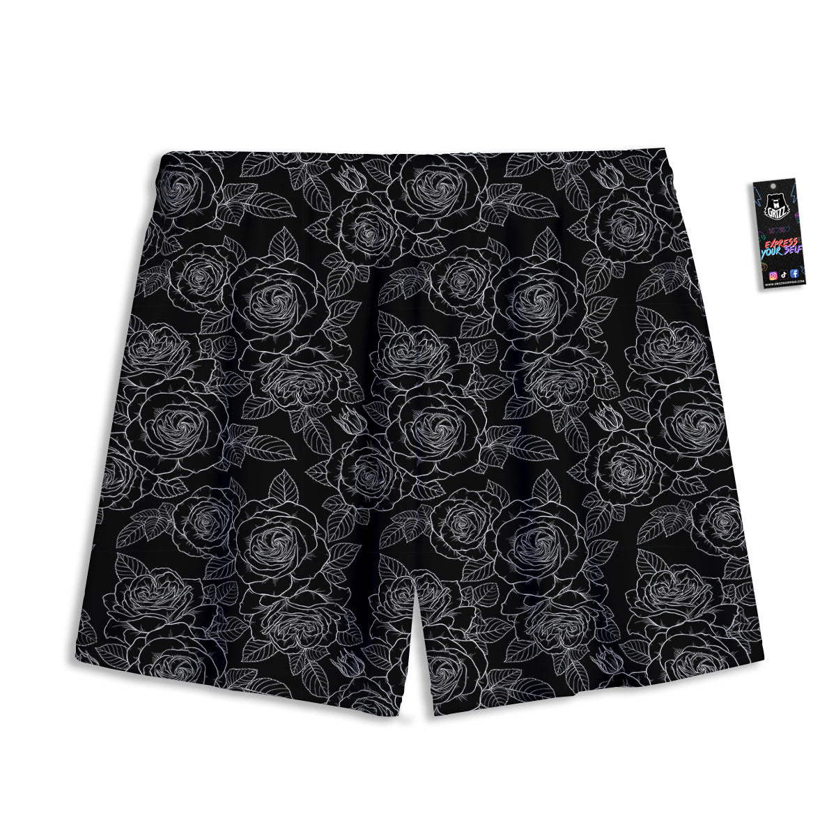 Floral Rose Monochrome Print Pattern Mesh Shorts