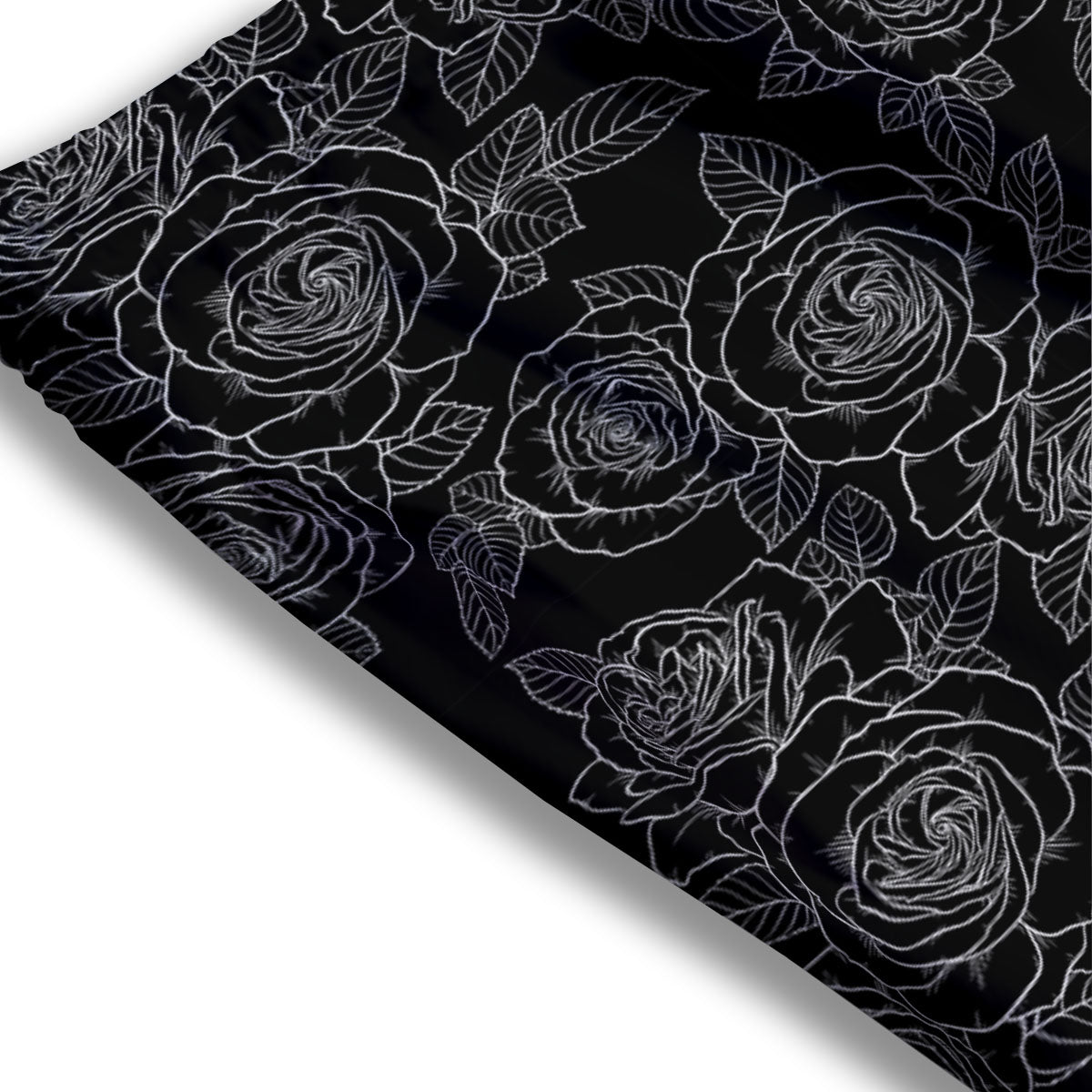 Floral Rose Monochrome Print Pattern Mesh Shorts