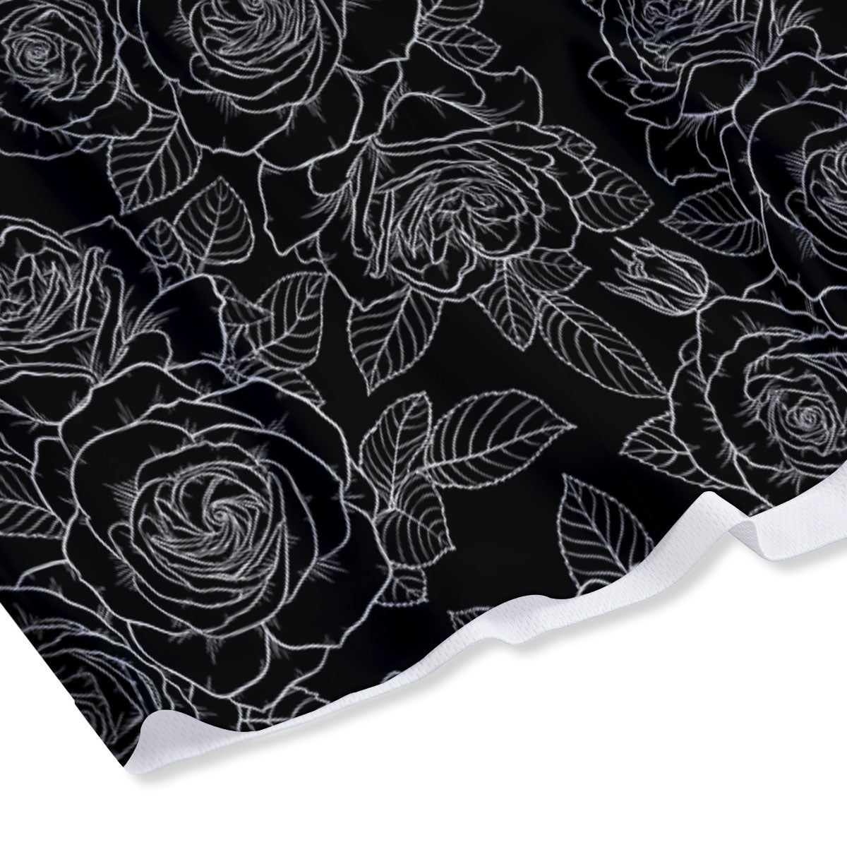 Floral Rose Monochrome Print Pattern Mesh Shorts