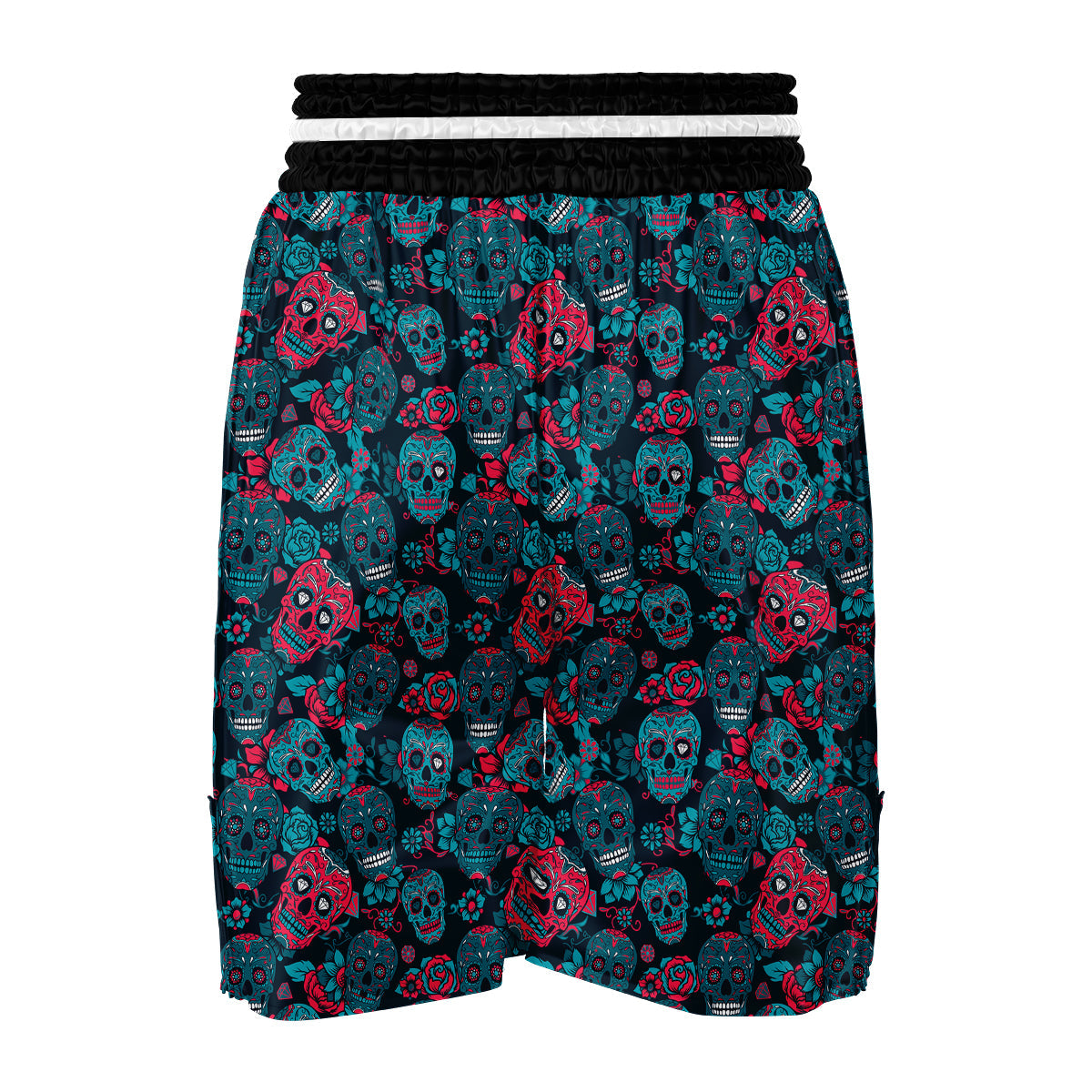 Floral Rose Sugar Skull Skeleton Girly Pattern Print Boxing Shorts-grizzshop