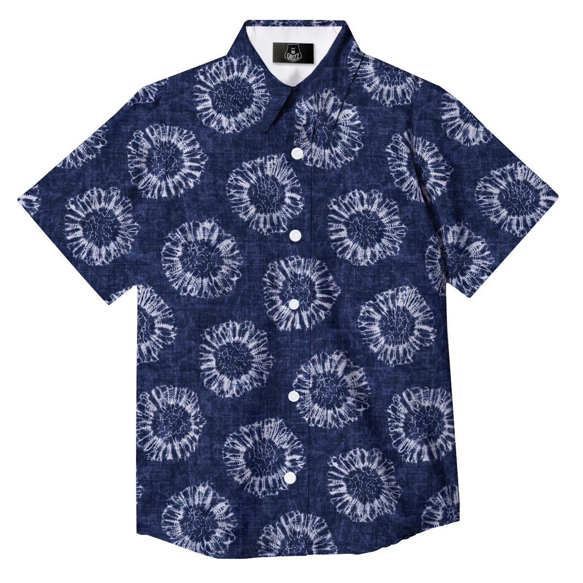 Floral Shibori Print Pattern Button Up Shirt-grizzshop