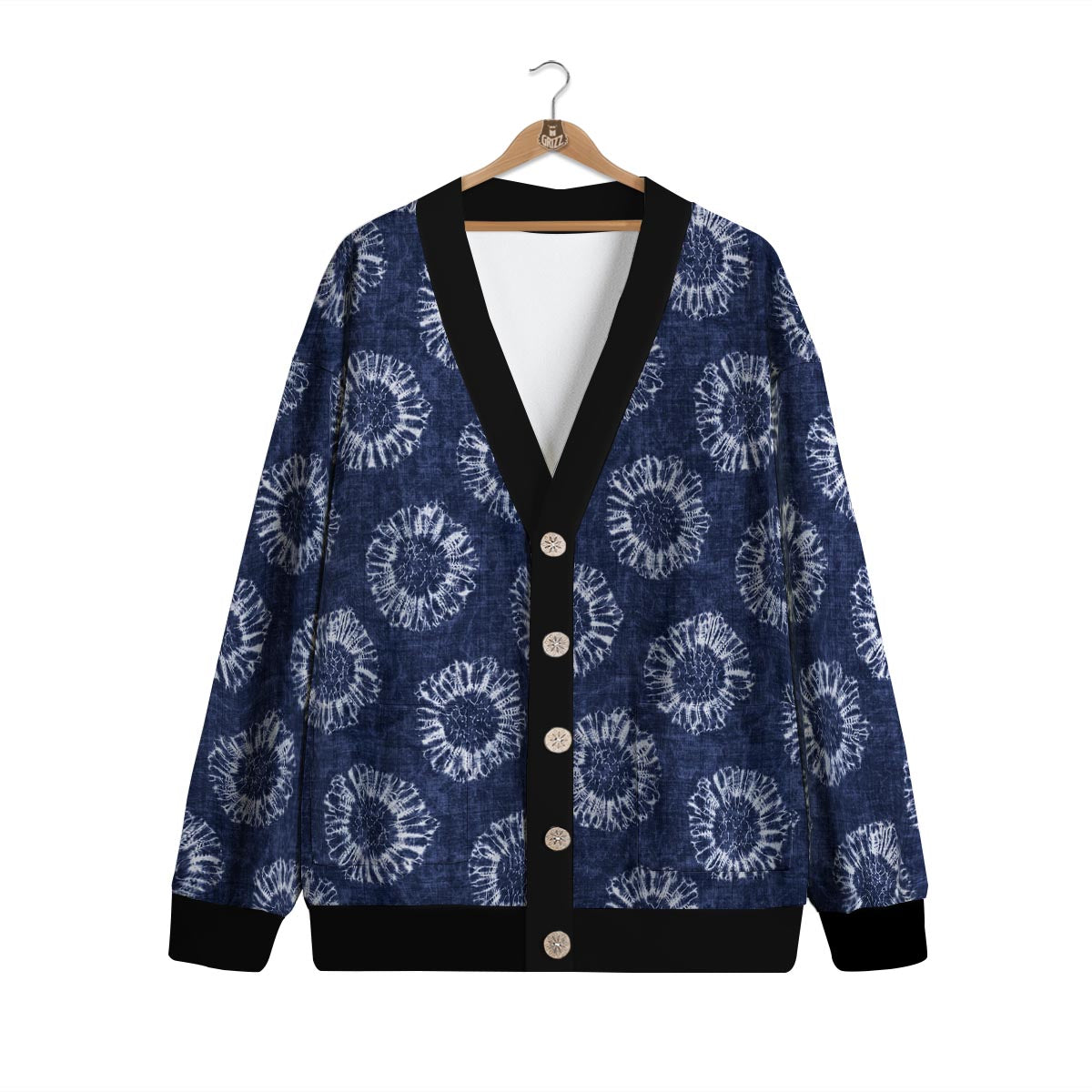 Floral Shibori Print Pattern Cardigan-grizzshop