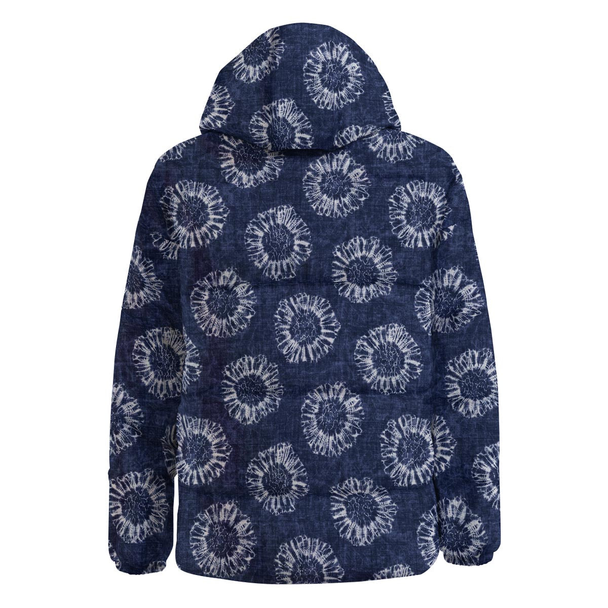 Floral Shibori Print Pattern Down Jacket-grizzshop