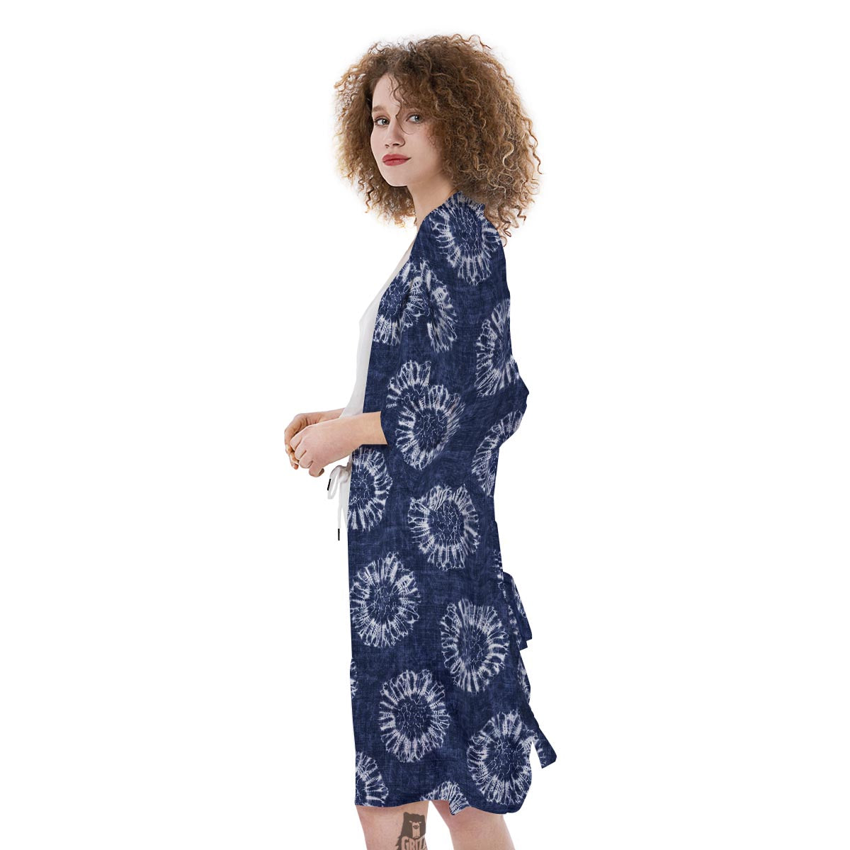 Floral Shibori Print Pattern Kimono-grizzshop