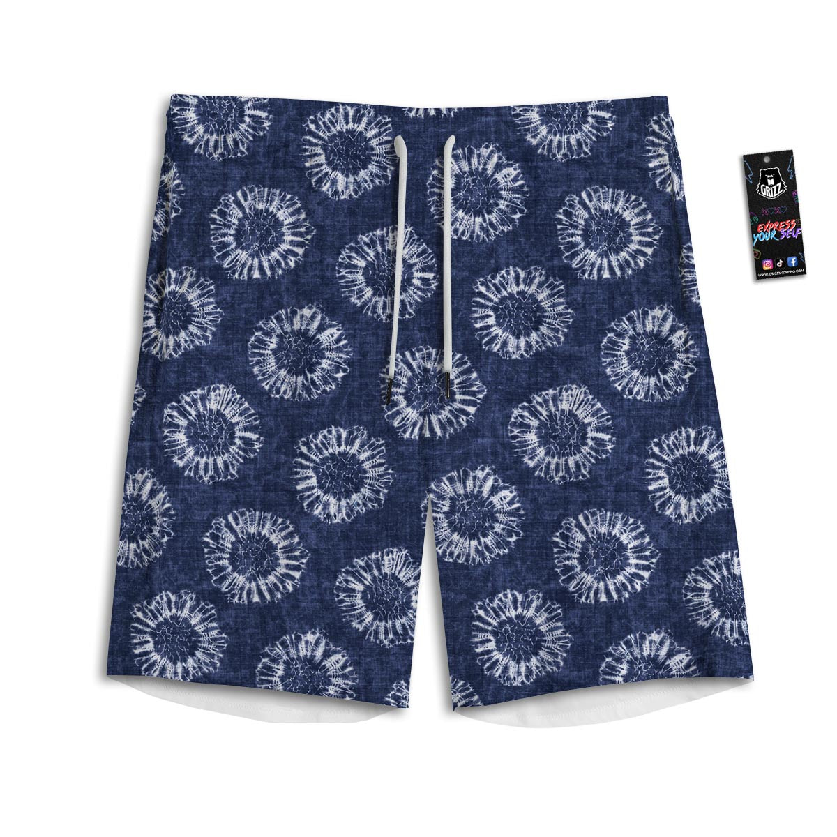 Floral Shibori Print Pattern Men's Athletic Shorts