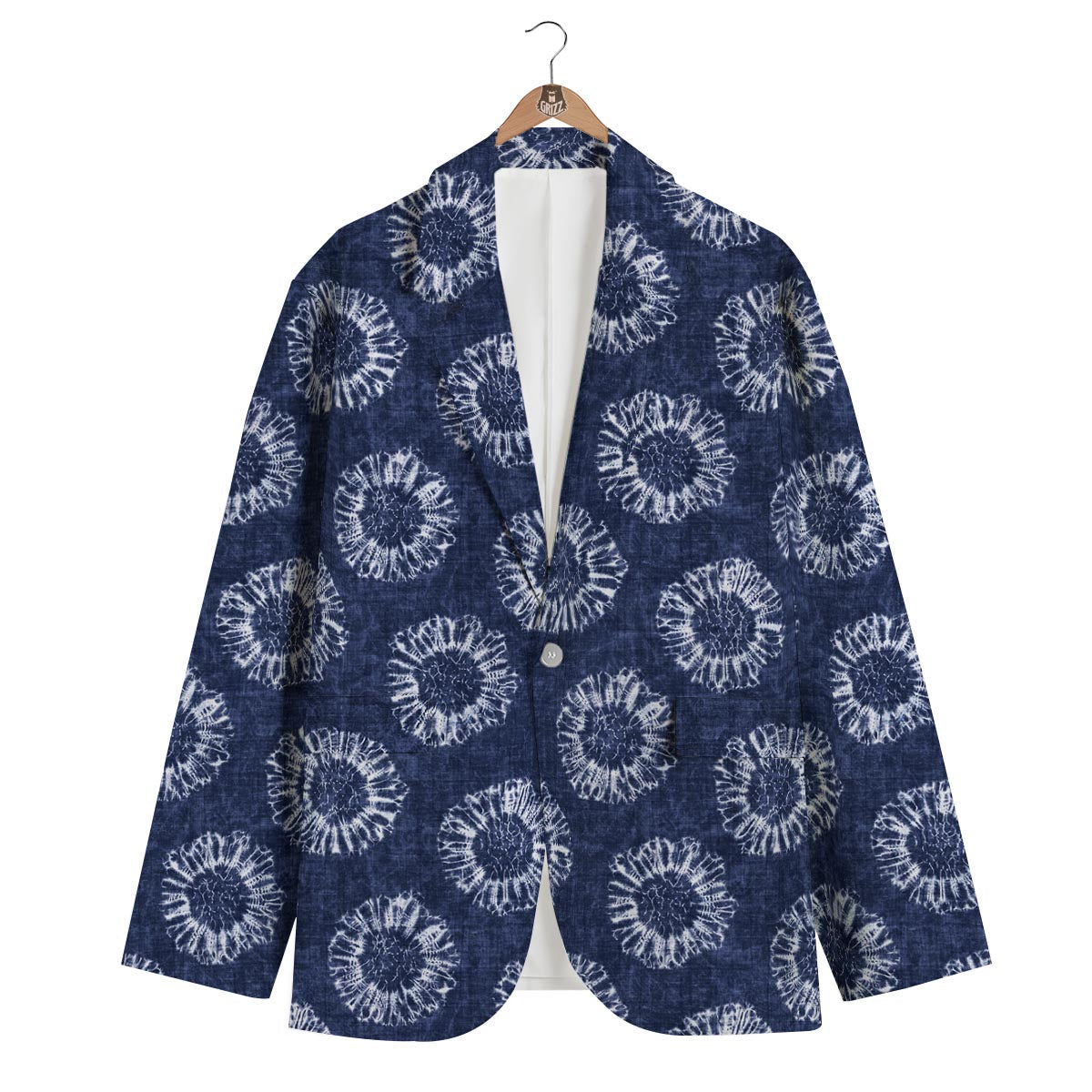 Floral Shibori Print Pattern Men's Blazer-grizzshop