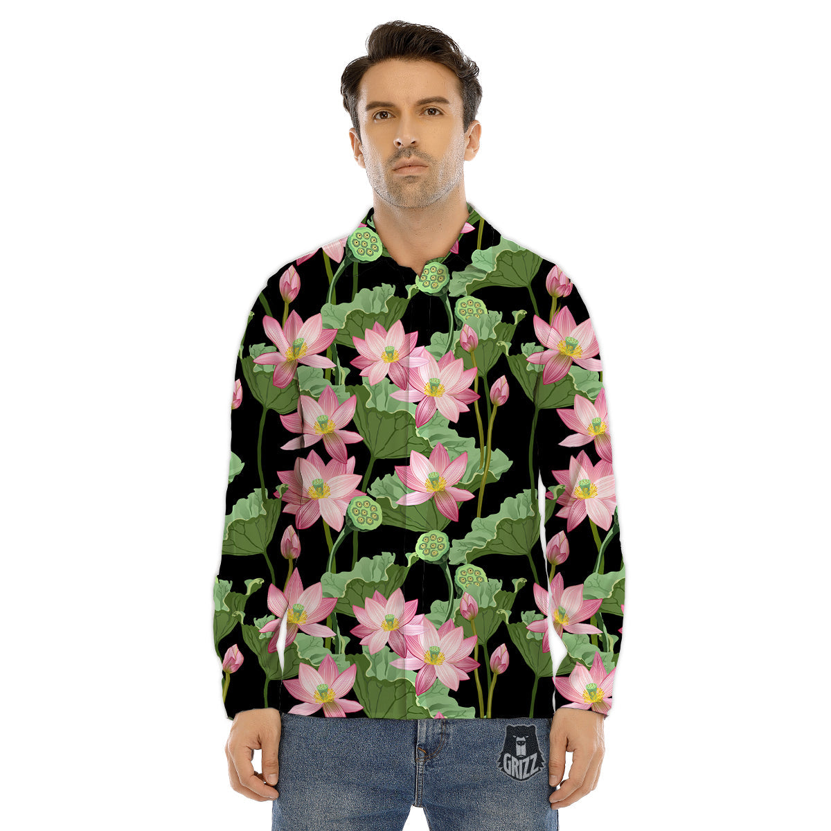 Floral Shibori Print Pattern Men's Dress Shirts-grizzshop