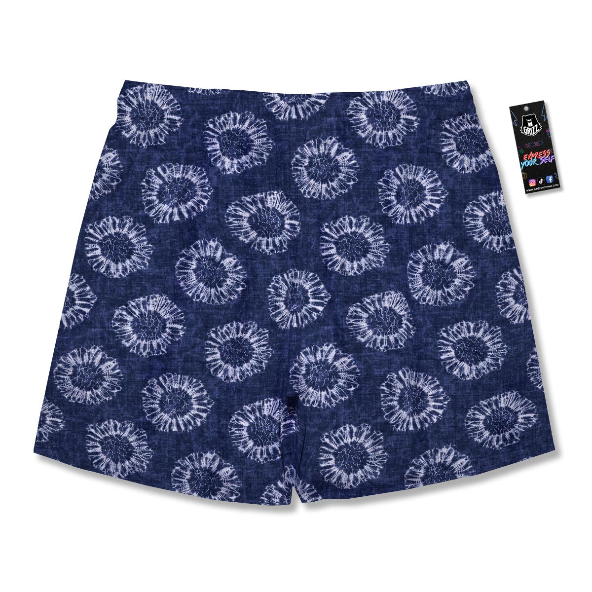Floral Shibori Print Pattern Men's Running Shorts-grizzshop