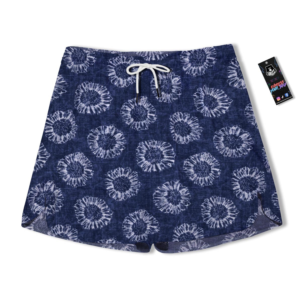 Floral Shibori Print Pattern Men's Running Shorts-grizzshop