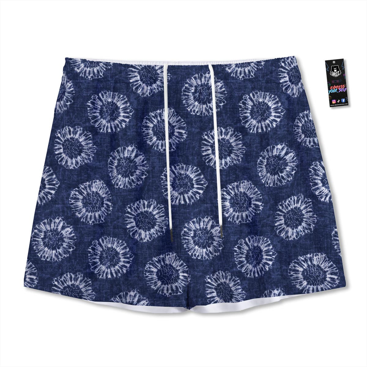 Floral Shibori Print Pattern Mesh Shorts