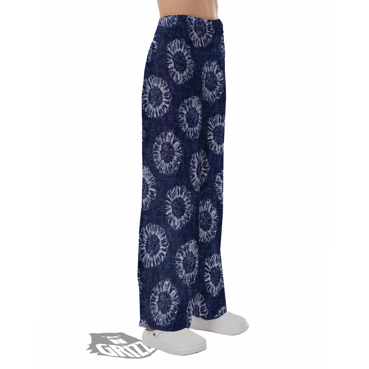 Floral Shibori Print Pattern Pajama Pants-grizzshop