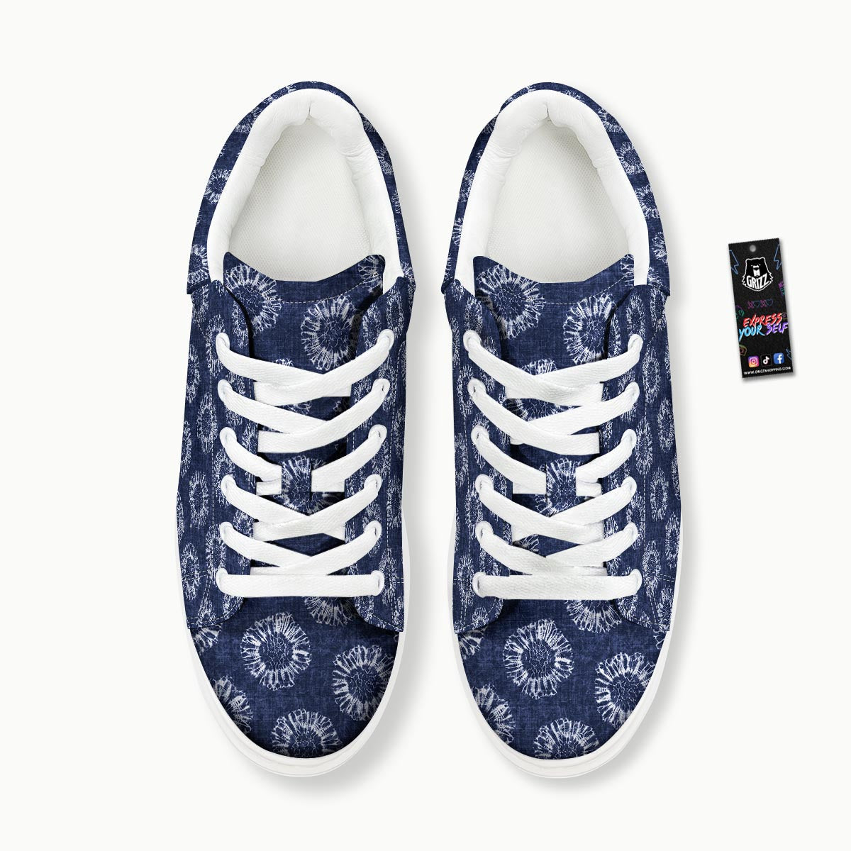Floral Shibori Print Pattern Platform Shoes-grizzshop