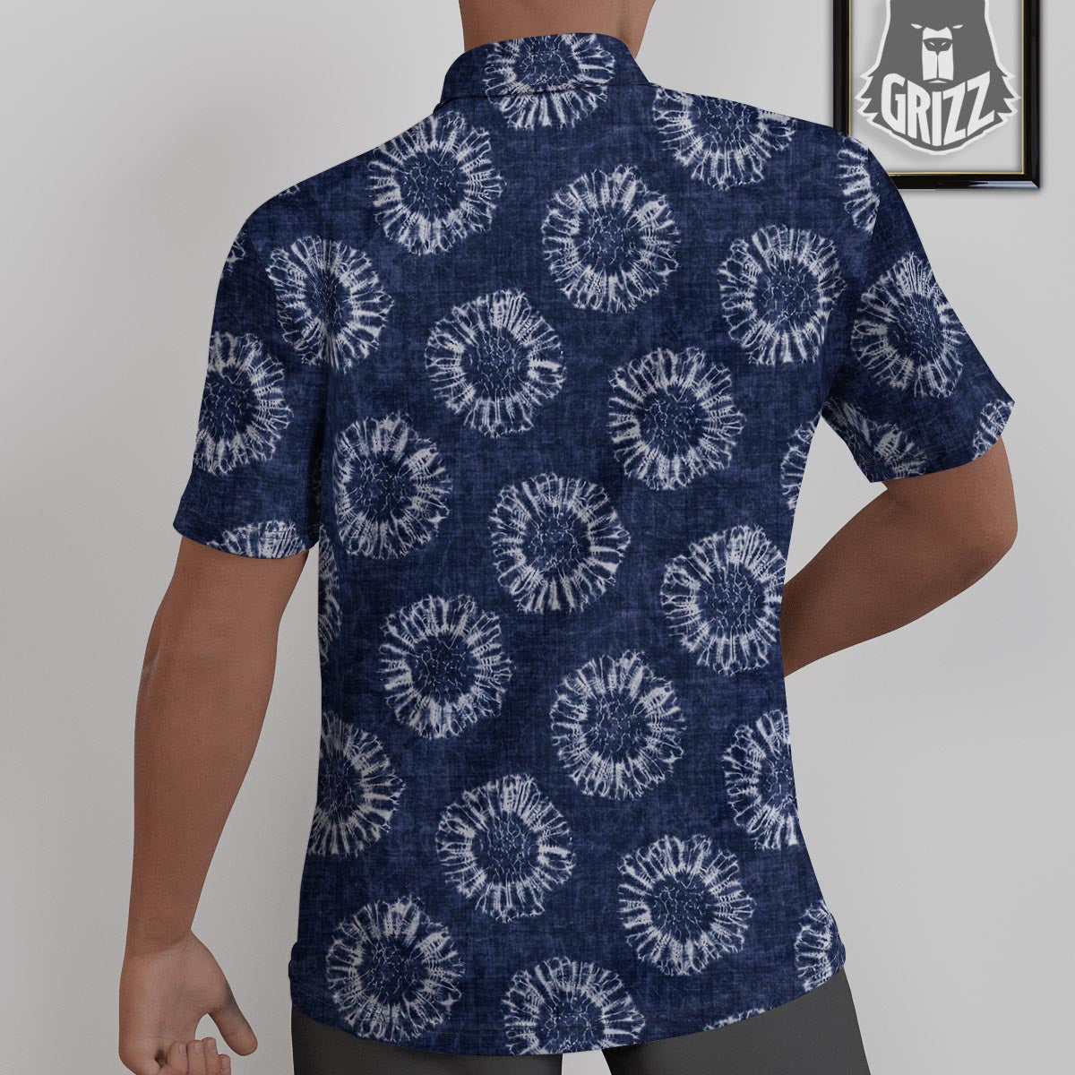 Floral Shibori Print Pattern Untucked Shirts-grizzshop
