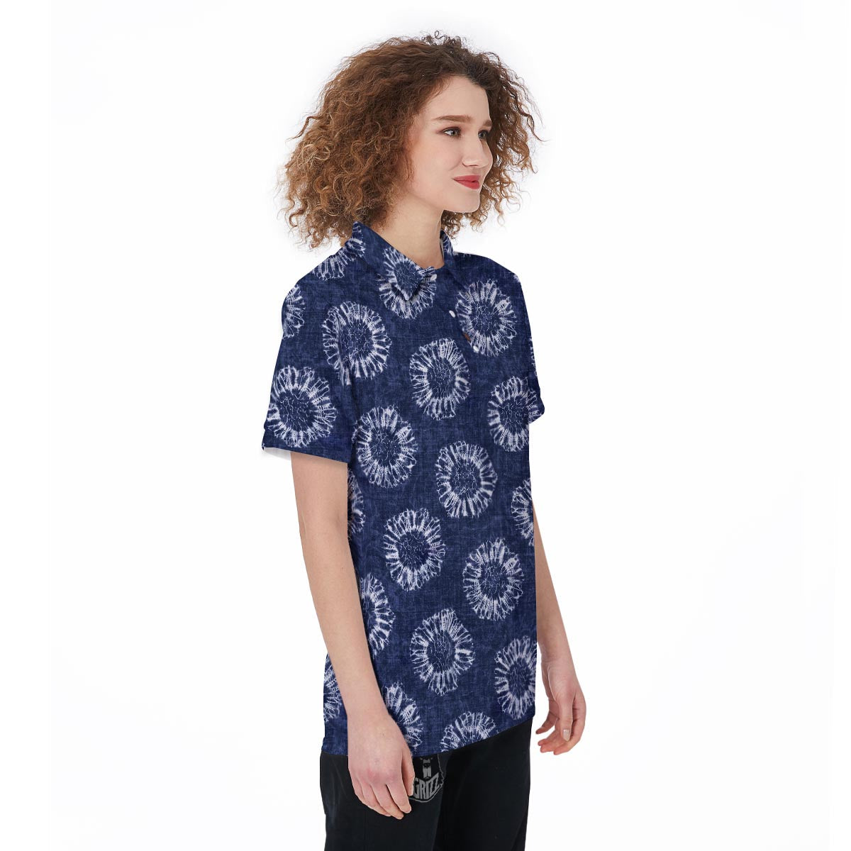 Floral Shibori Print Pattern Women's Golf Shirts-grizzshop