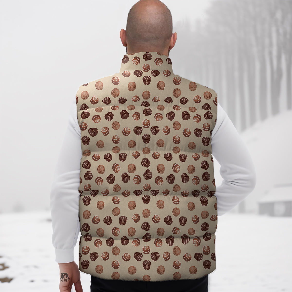 Floral Sloth Pattern Print Down Vest