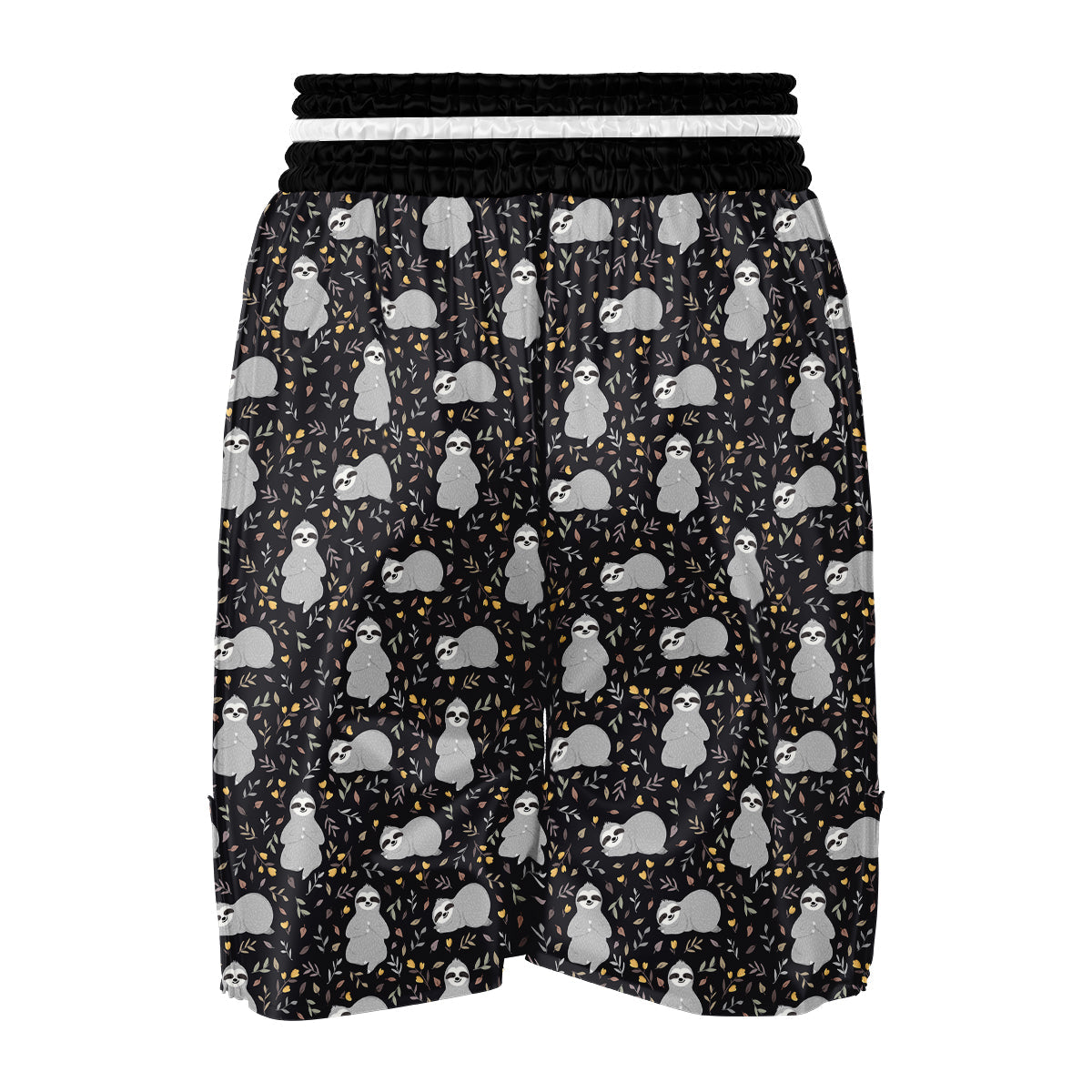 Floral Sloth Print Pattern Boxing Shorts-grizzshop