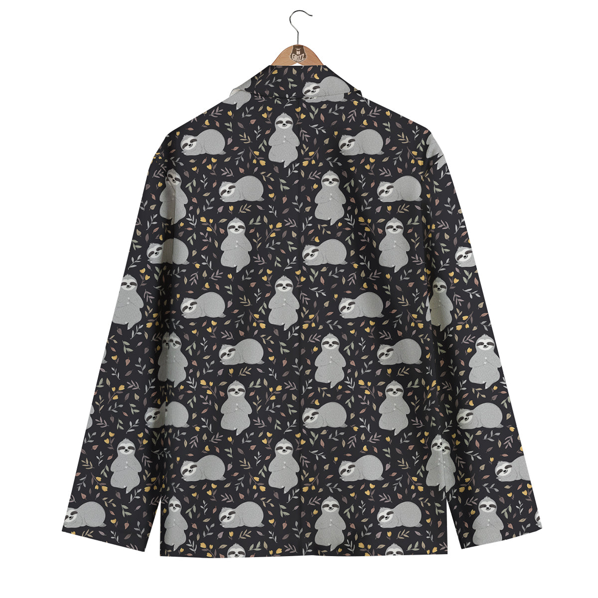 Floral Sloth Print Pattern Men's Blazer-grizzshop