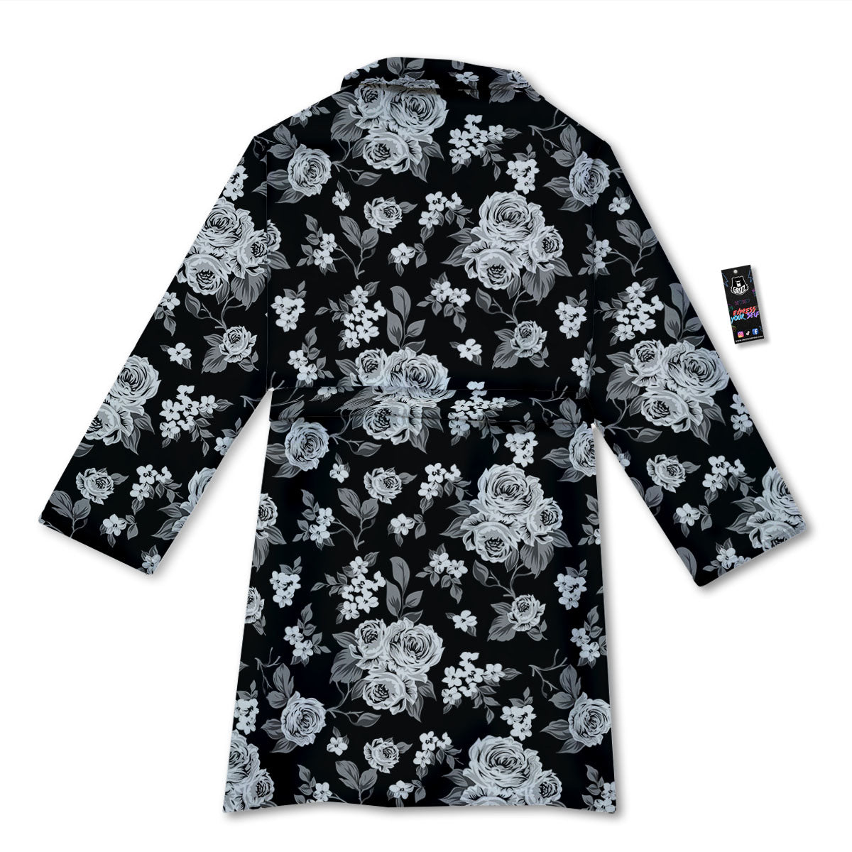 Floral Spring Monochrome Print Pattern Bathrobe-grizzshop