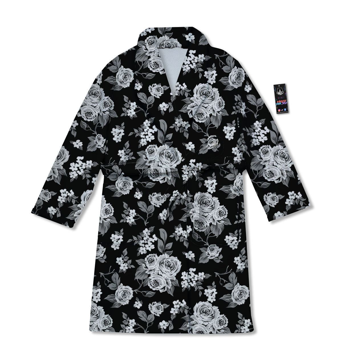 Floral Spring Monochrome Print Pattern Bathrobe-grizzshop