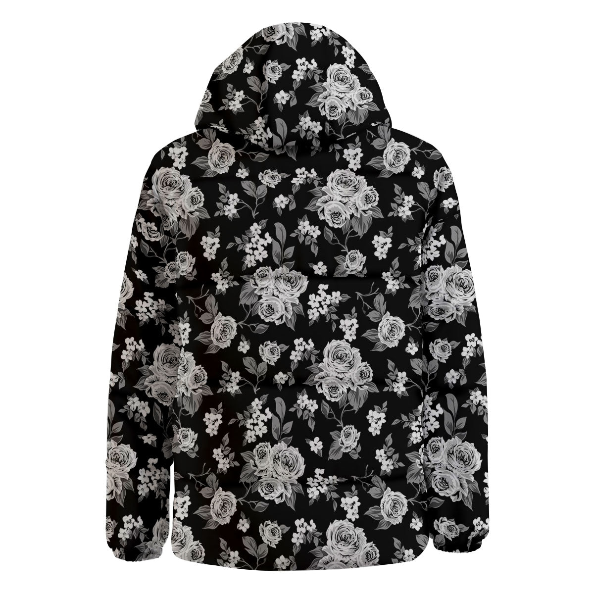 Floral Spring Monochrome Print Pattern Down Jacket-grizzshop