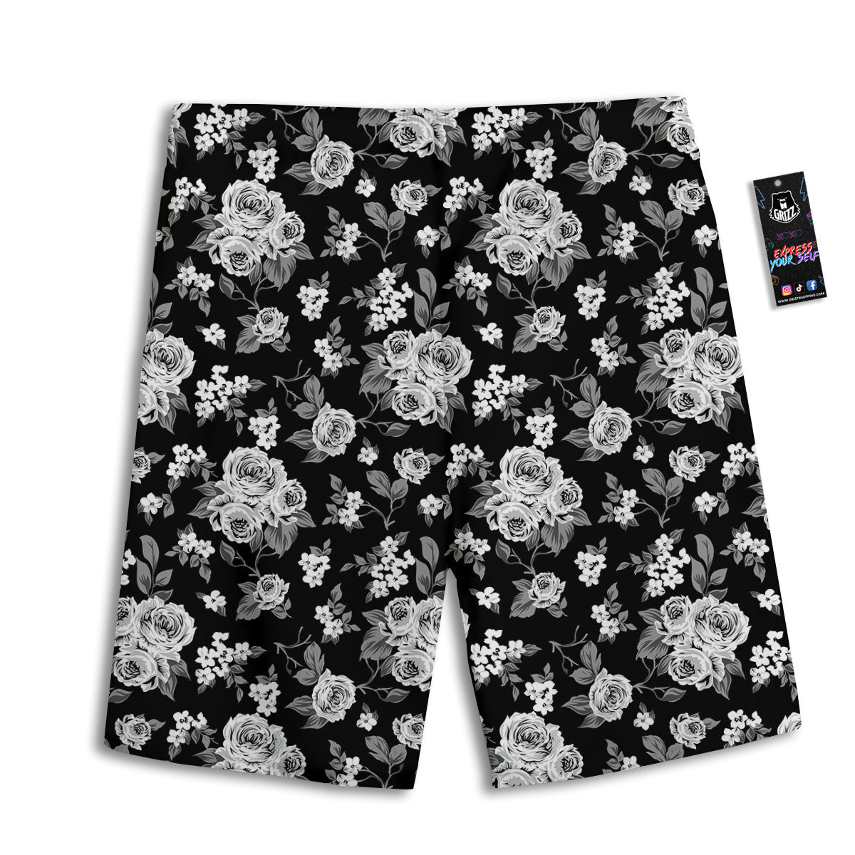 Floral Spring Monochrome Print Pattern Men's Athletic Shorts