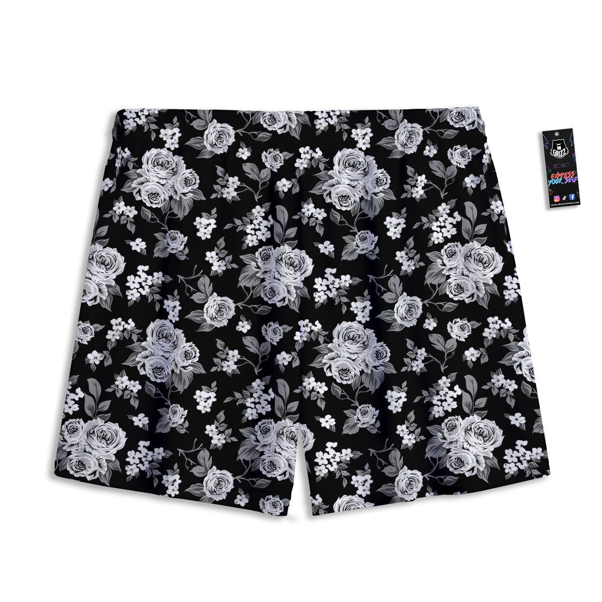 Floral Spring Monochrome Print Pattern Mesh Shorts