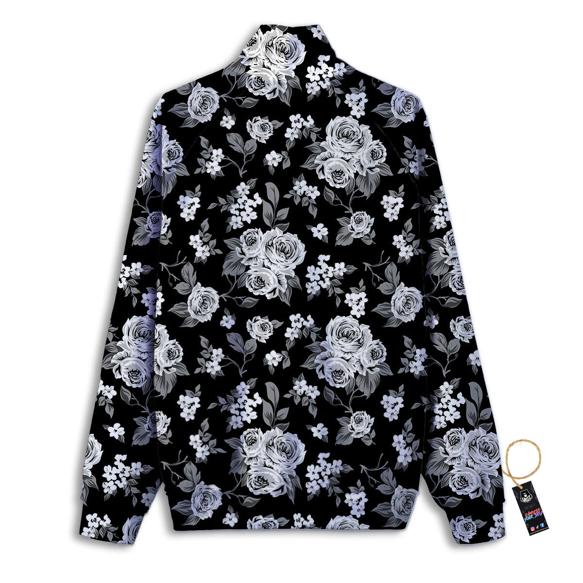 Floral Spring Monochrome Print Pattern Track Jacket-grizzshop