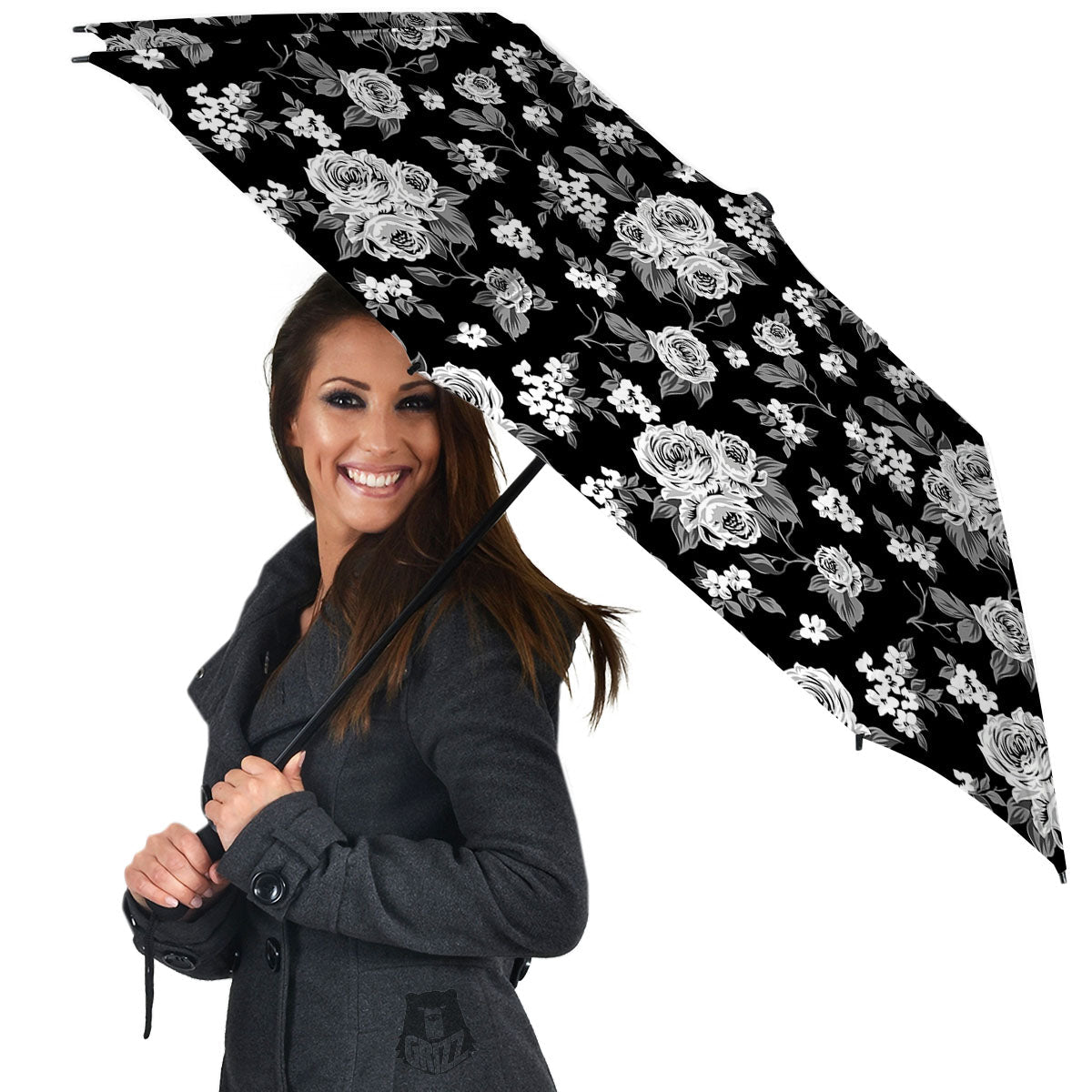 Floral Spring Monochrome Print Pattern Umbrella-grizzshop