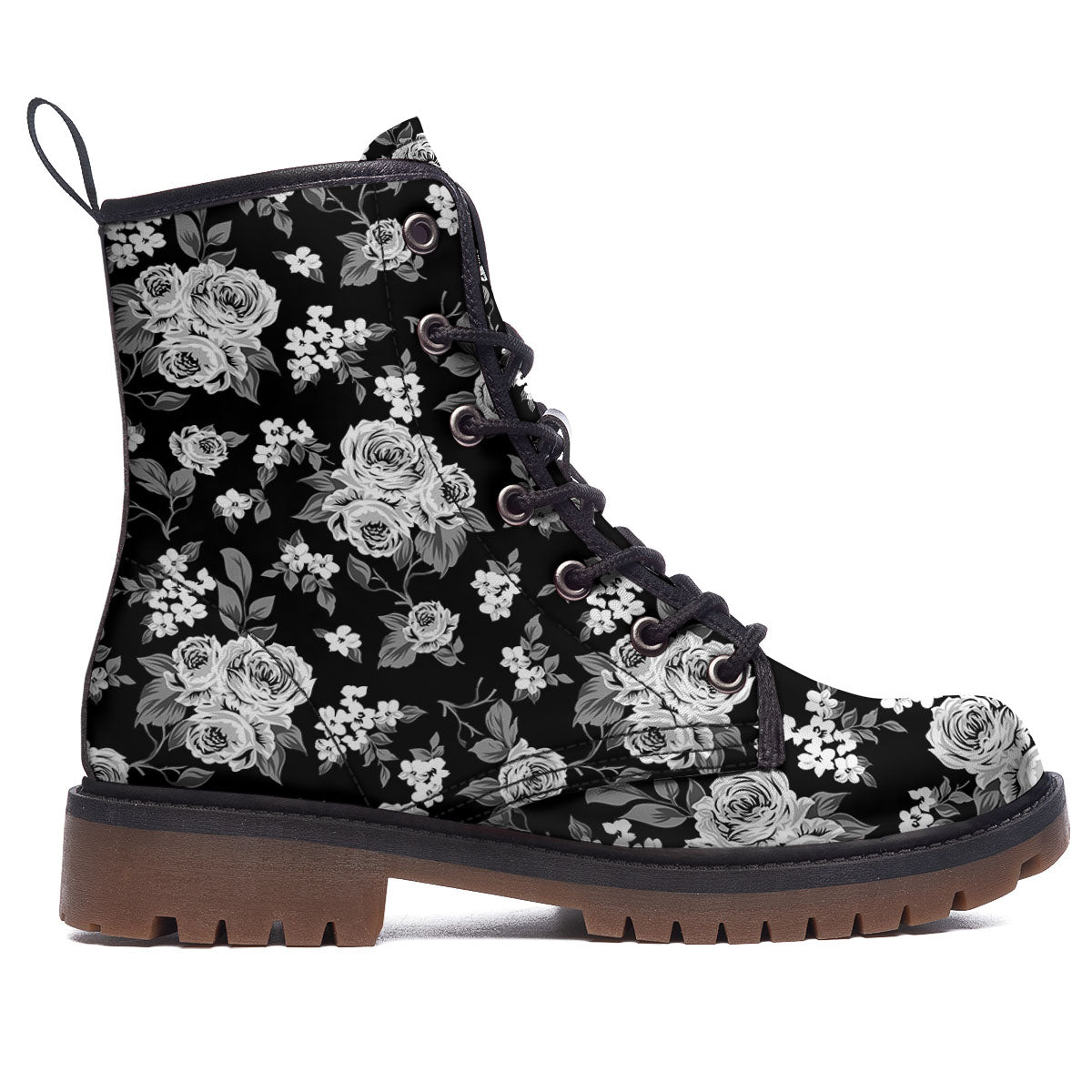 Floral Spring Monochrome Print Pattern Work Boots-grizzshop
