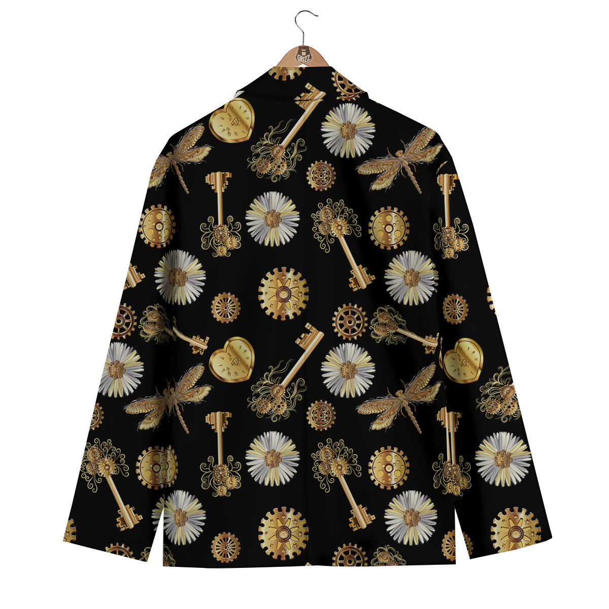 Floral Steampunk Pattern Print Men's Blazer-grizzshop