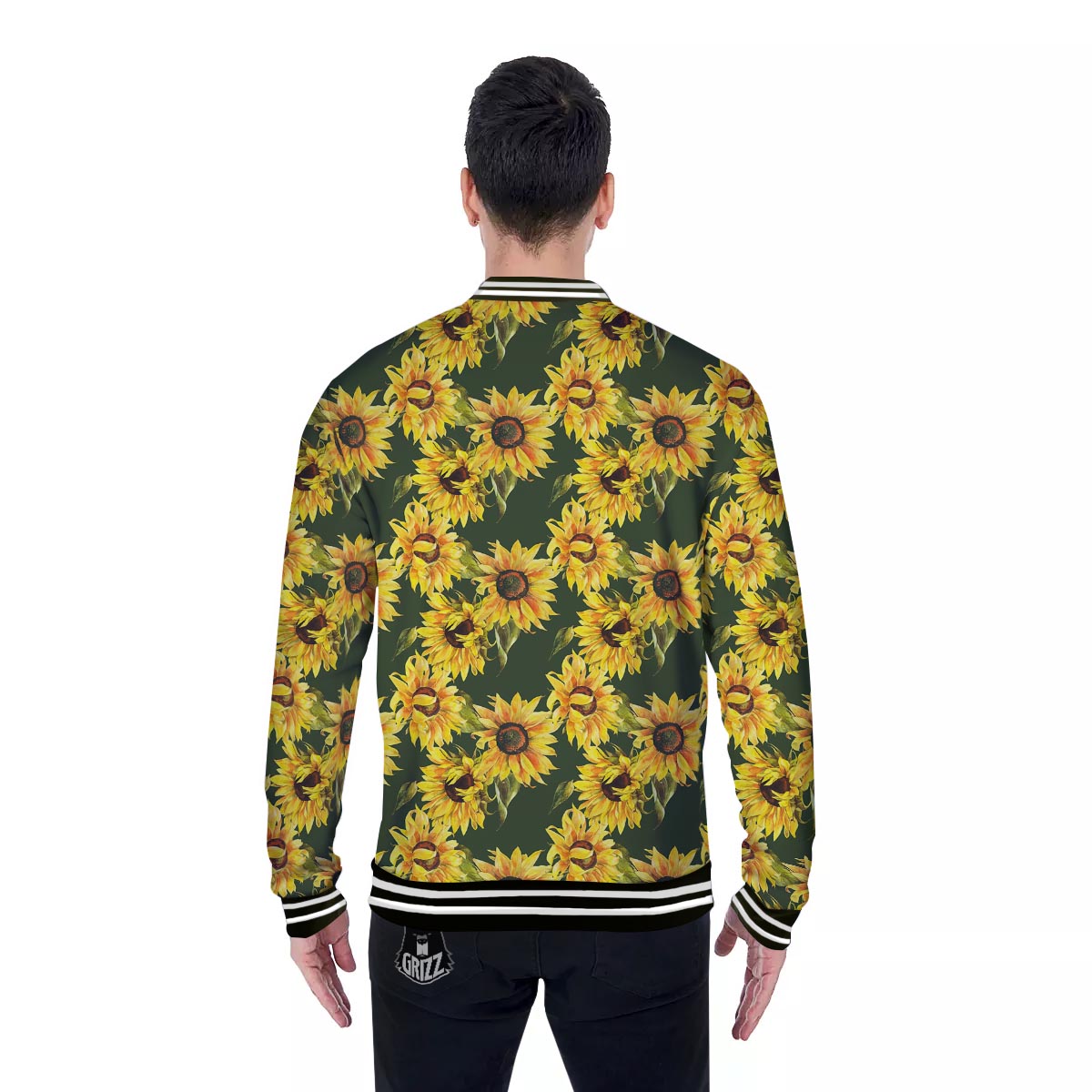 Floral Sunflower Print Pattern Baseball Jacket-grizzshop