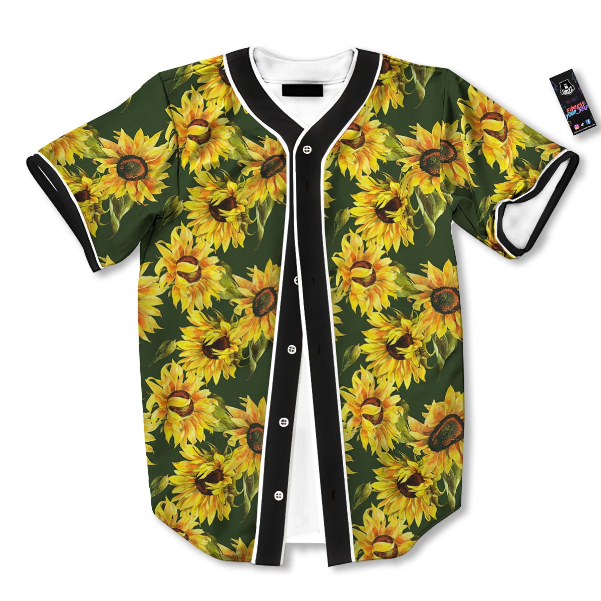 Floral Sunflower Print Pattern Baseball Jersey-grizzshop