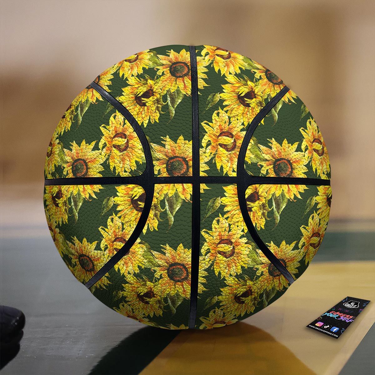Floral Sunflower Print Pattern Basketball