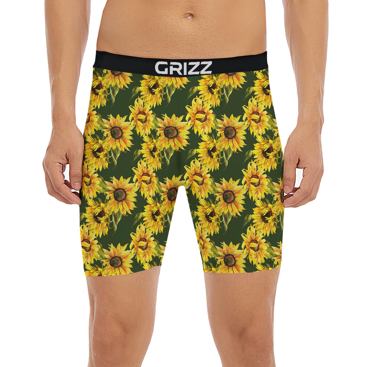 Floral Sunflower Print Pattern Boxer Briefs-grizzshop