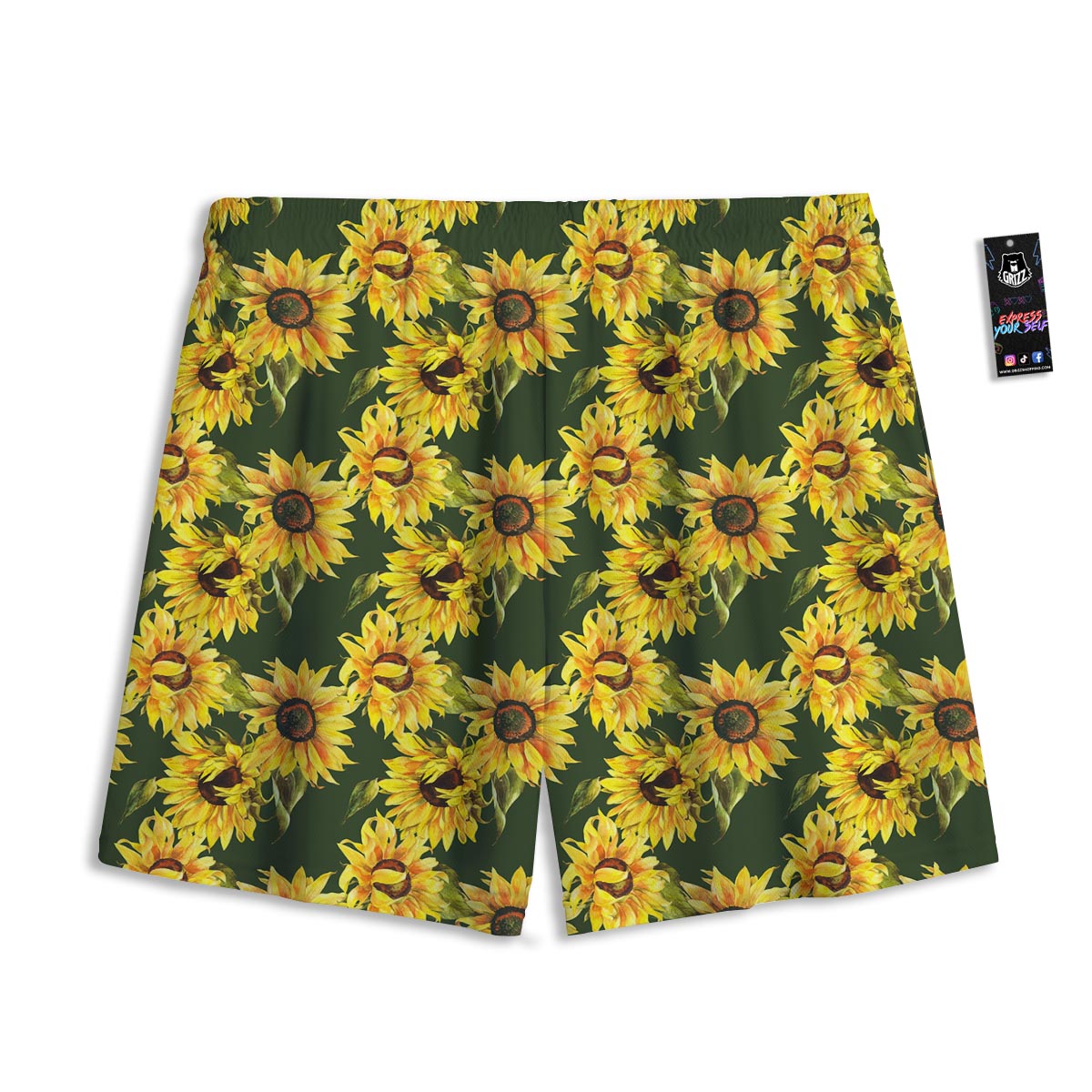 Floral Sunflower Print Pattern Mesh Shorts