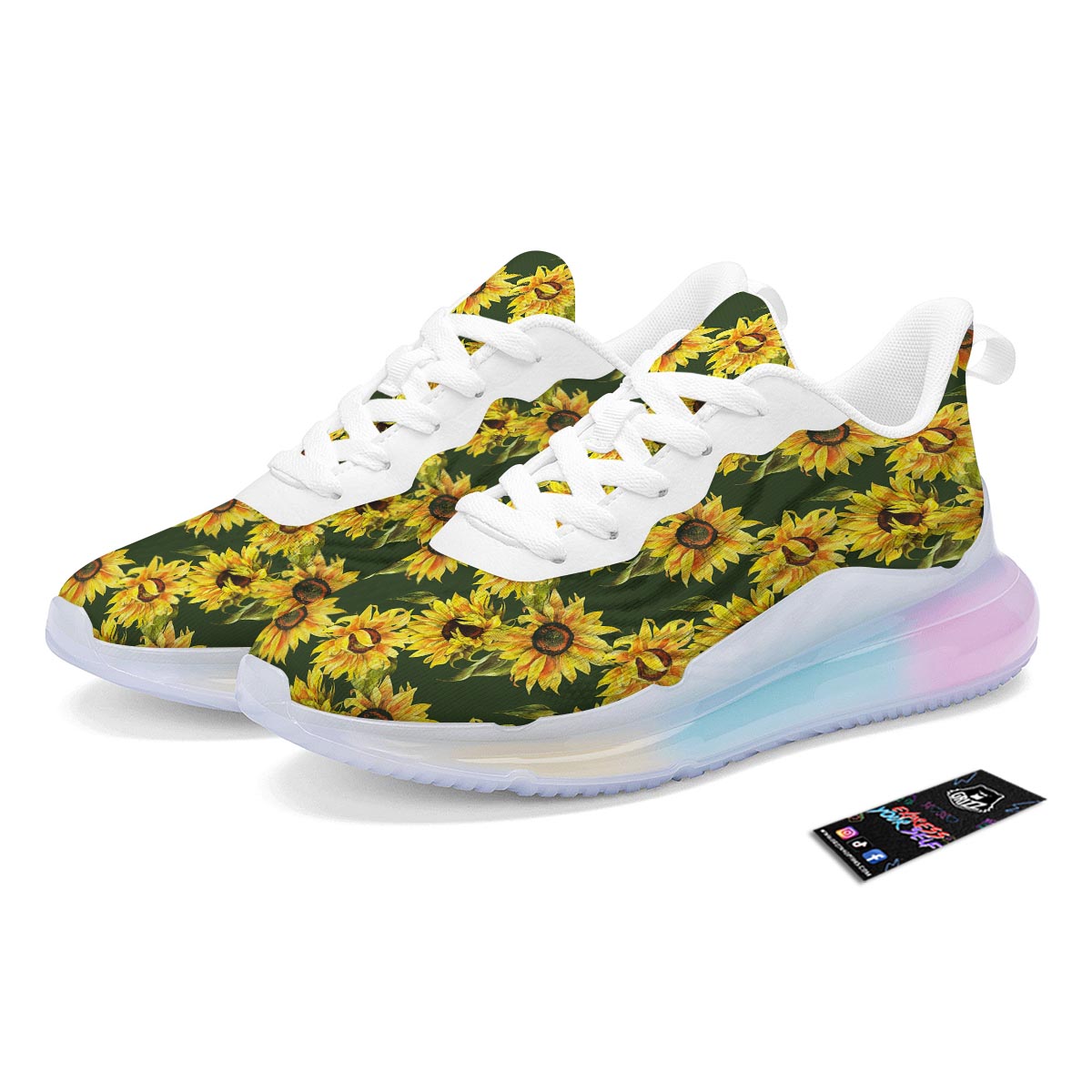 Floral Sunflower Print Pattern Running Sneakers-grizzshop